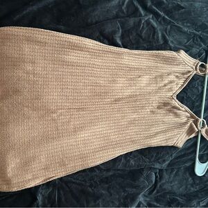 Tan Knit Sleeveless Dress